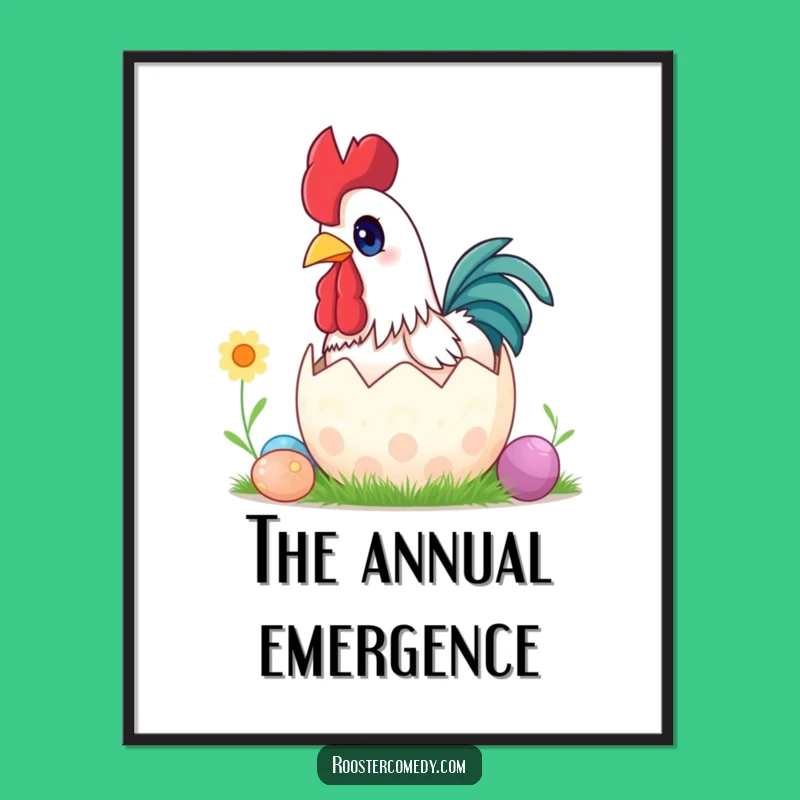 Funny Surprise Rooster Easter Digital Art - Instant Holiday Cheer