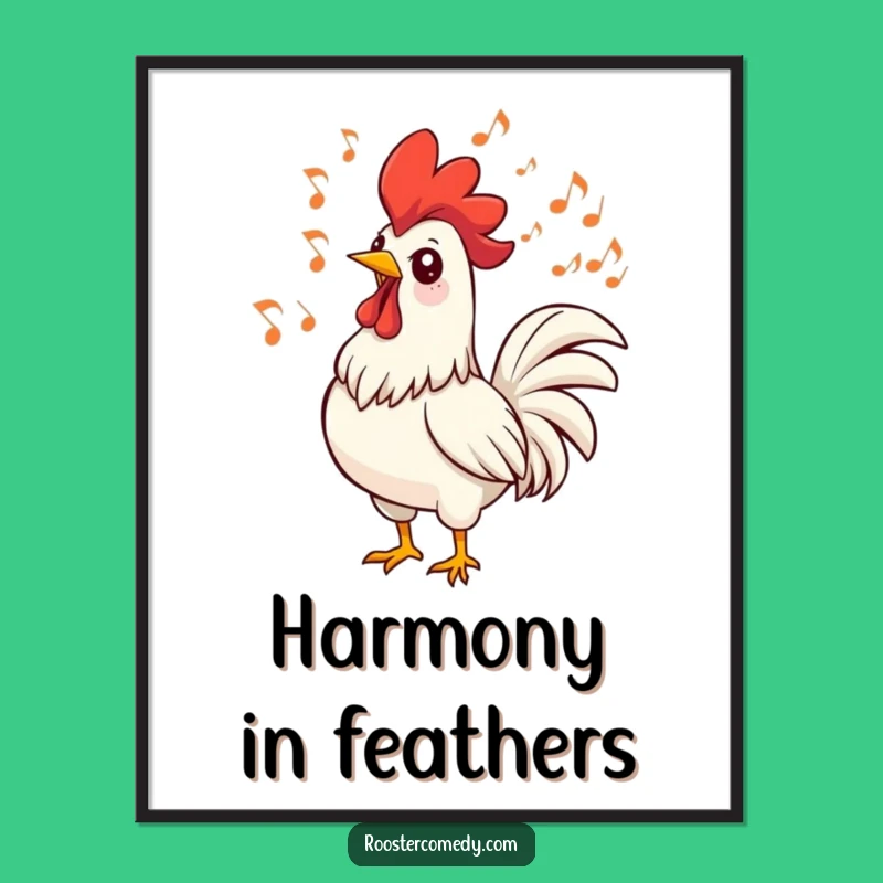 Funny Singing Rooster Digital Art - Instant Musical Bird Decor!