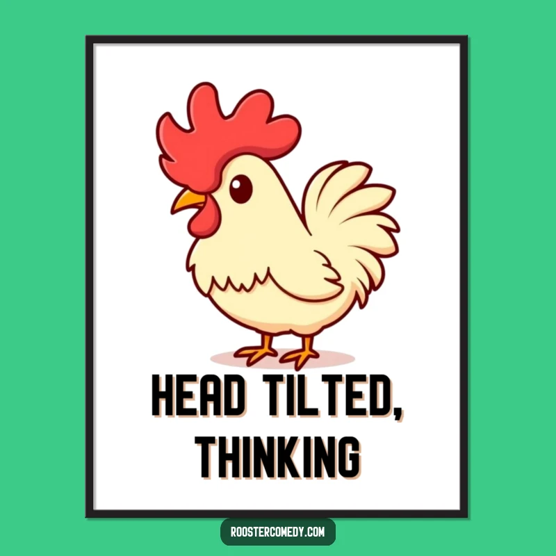 Funny Kawaii Rooster Digital Art - Instant Curiosity Gift Download