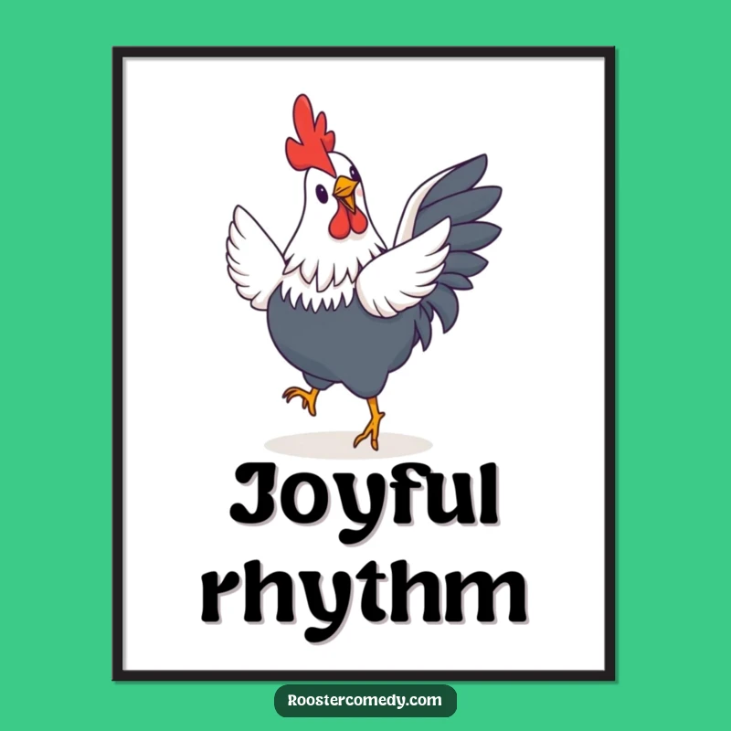 Funny Rooster Jig Digital Print: Instant Download of a Tiny Winged Bird Doing a Happy Jig - Art Gift!