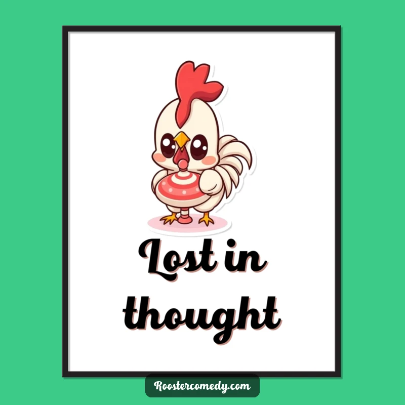 Funny Kawaii Rooster Digital Art - Instant Spin Wonder Gift Download