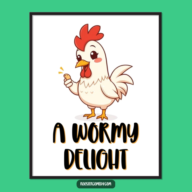 Printable Funny Rooster Worm Art - Instant Hilarious Gift for Wall Decor