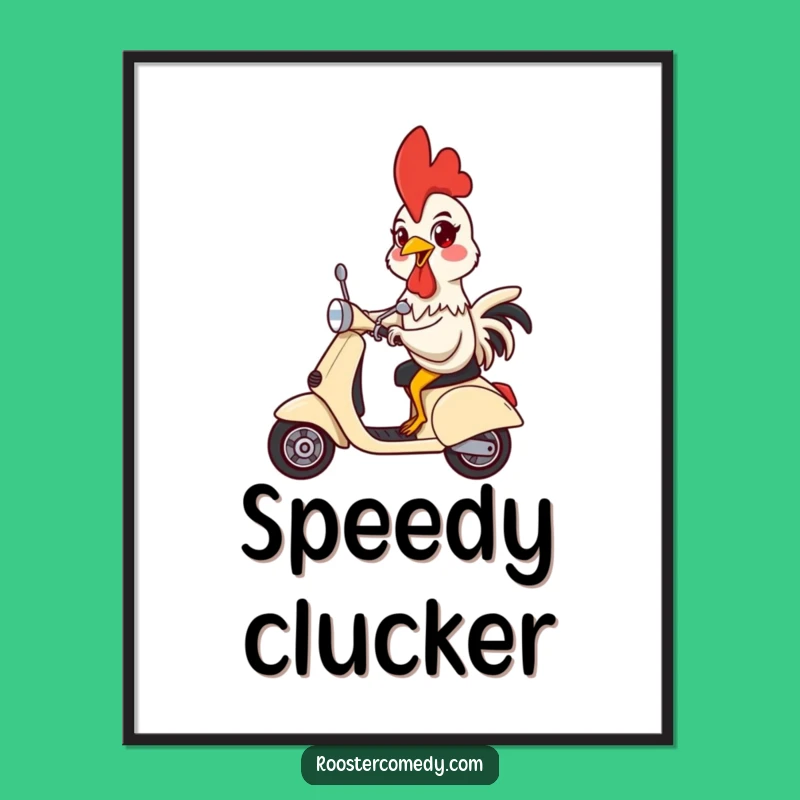 Funny Rooster Scooter Digital Art - Instant Joyful Vibes for Your Walls