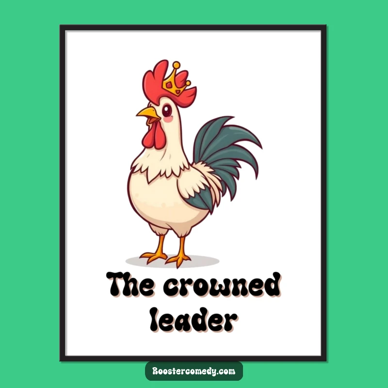 Funny Royal Rooster Digital Art: Hilarious Instant Download for Regal Decor