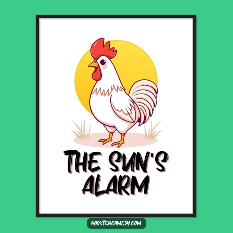Kawaii Rooster Sunrise Digital Print: Instant Morning Cheer