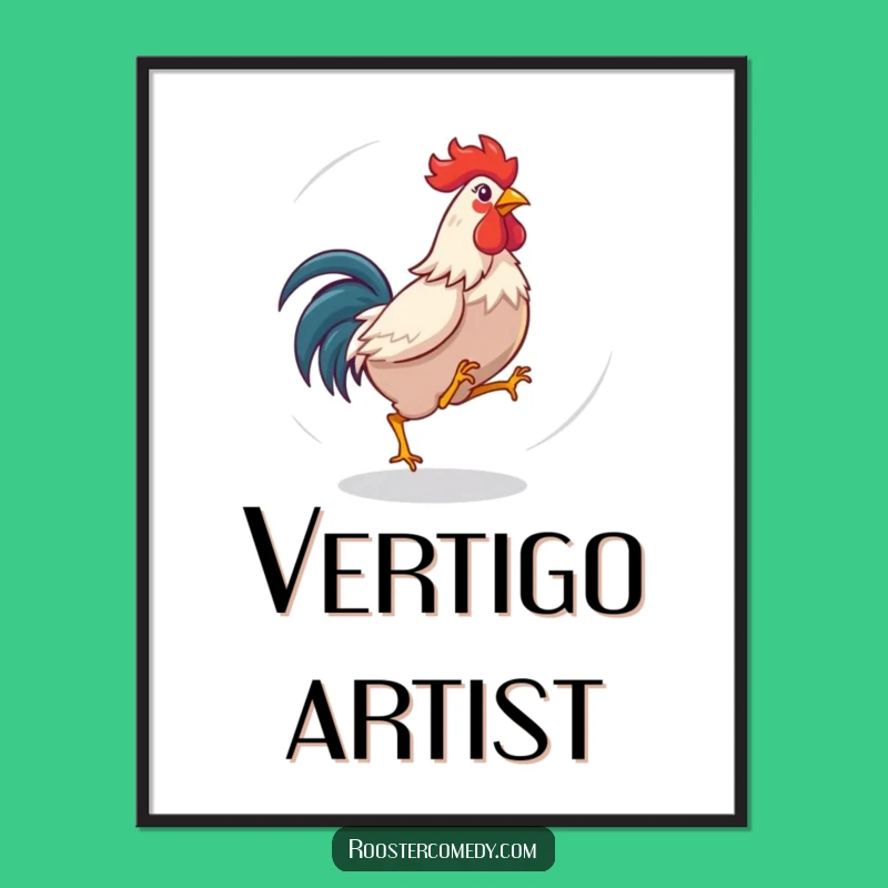 Funny Dizzy Rooster Digital Art - Instant Playful Bird Decor!