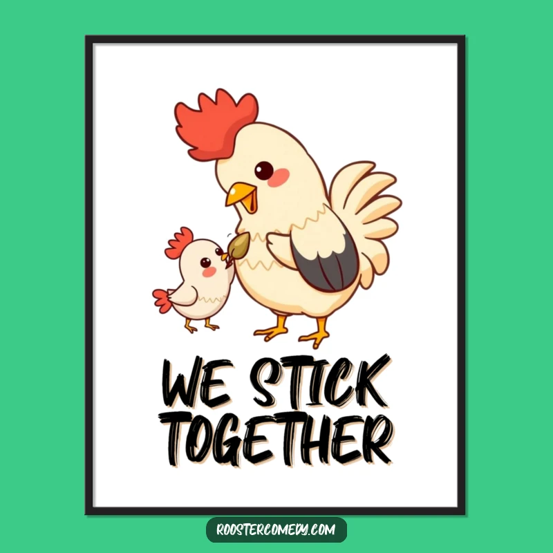 Funny Kawaii Rooster Digital Art - Instant Bird Friendship Download, Gift
