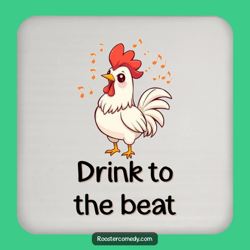 Funny Singing Rooster Coaster - Protect Surfaces with Musical Birdie Charm!