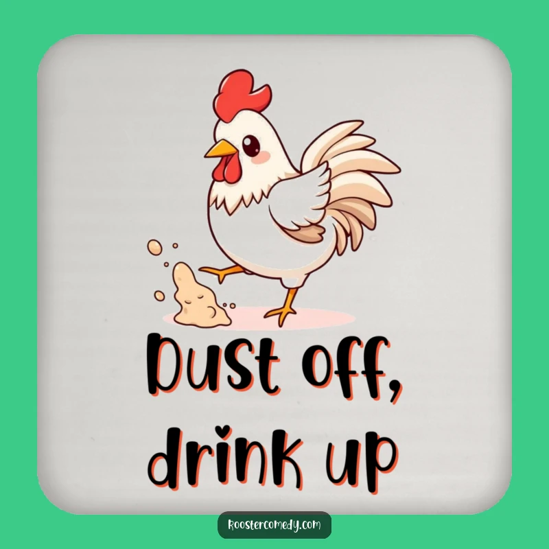 Funny Kawaii Rooster Coaster Set - Playful Dust Kicking Protection