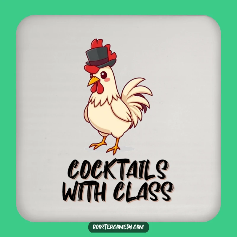 Funny Dapper Rooster Top Hat Coaster - Stylish Farm Protection