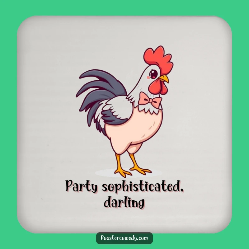 Funny Kawaii Rooster Bowtie Coaster Set: Sophisticated Surface Protection Gift
