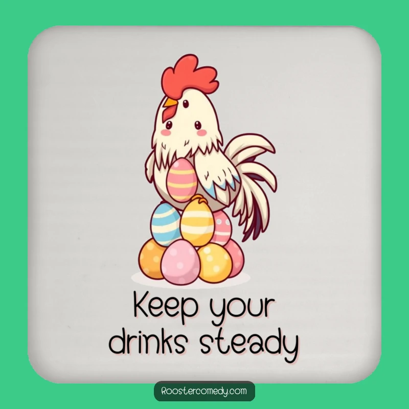 Funny Kawaii Rooster Coaster - Protect Surfaces with Egg-ceptional Humor