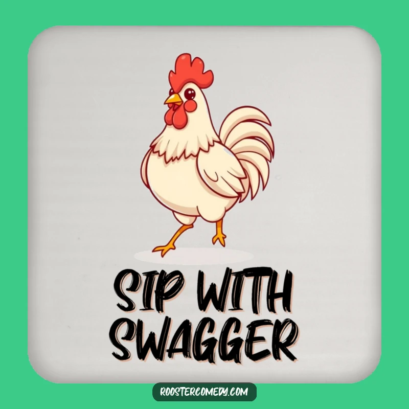 Funny Kawaii Rooster Confident Coaster: Proud Bird Drink Coaster, Perfect Funny Gift