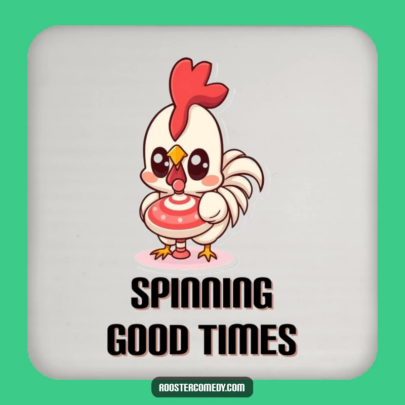 Funny Kawaii Rooster Drink Coaster - Mesmerized Spin Protection Gift