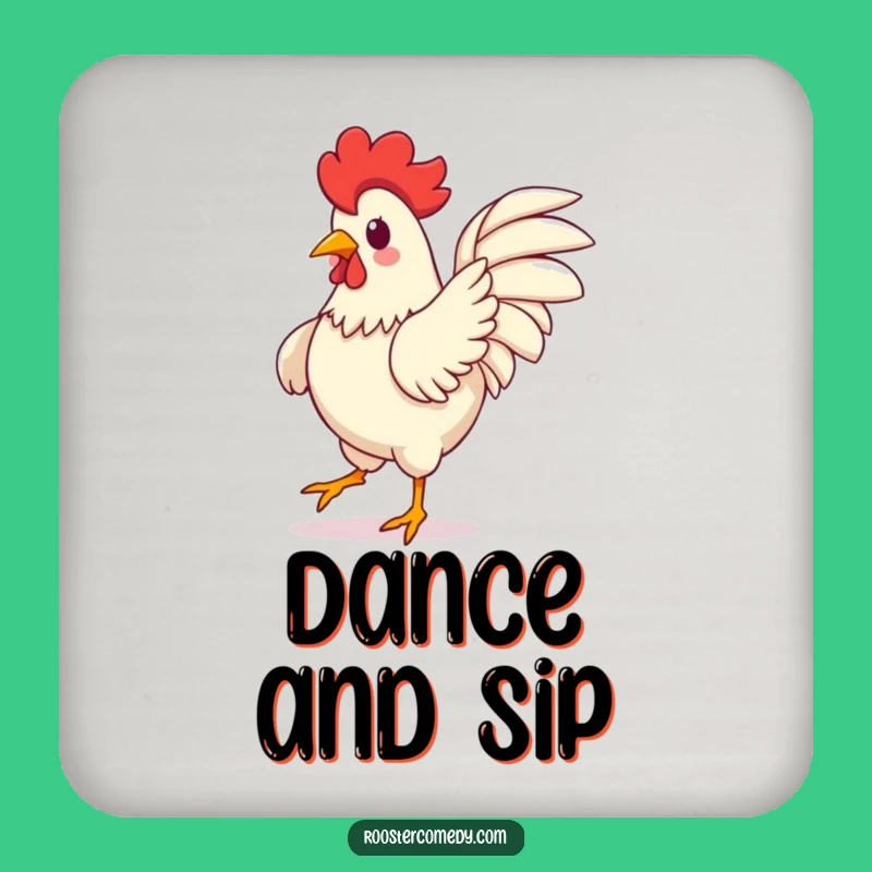 Funny Kawaii Rooster Drink Coaster - Silly Dance Protection Gift
