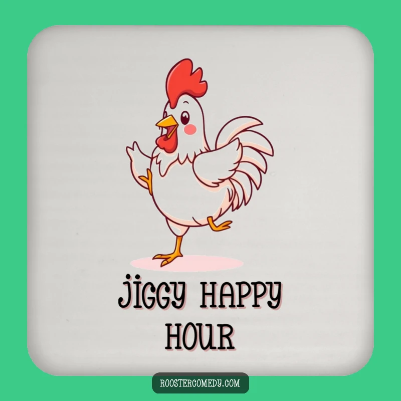 Funny Kawaii Rooster Jig Coasters: Protect Surfaces with Dance - Cute Funny Gift Set