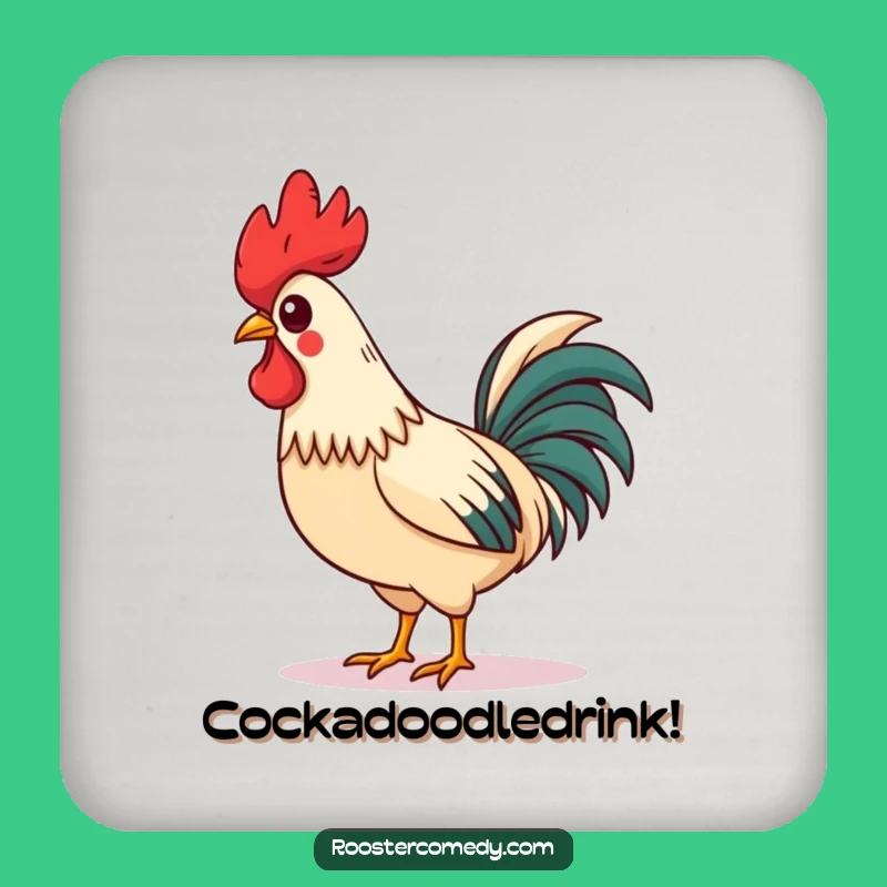 Funny Rooster Coaster: Charming Protection, Askew Comb, Whistling Proudly, Ideal Humorous Gift