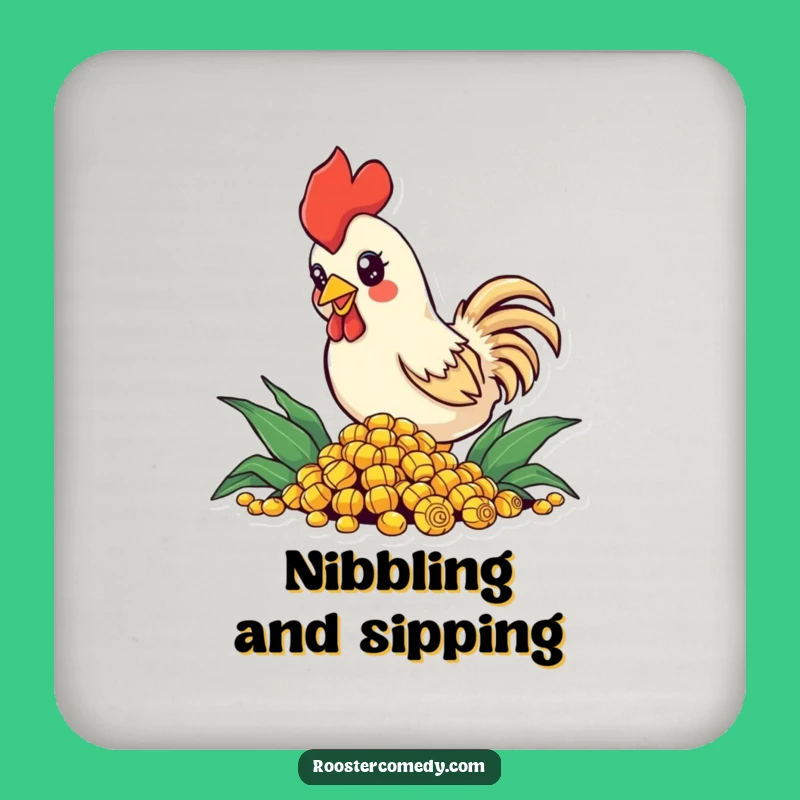 Funny Rooster Coaster: Corn Break, Sparkling Eyes, Perfect Humorous Gift
