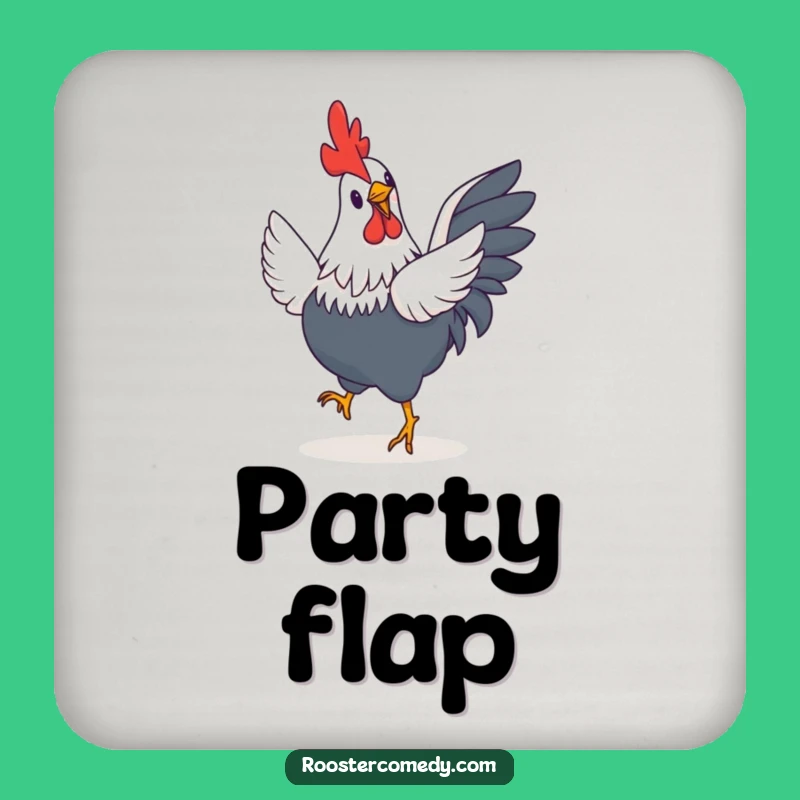 Funny Rooster Jig Coaster: Protect Surfaces with a Tiny Winged Bird Doing a Happy Jig - Funny Decor!
