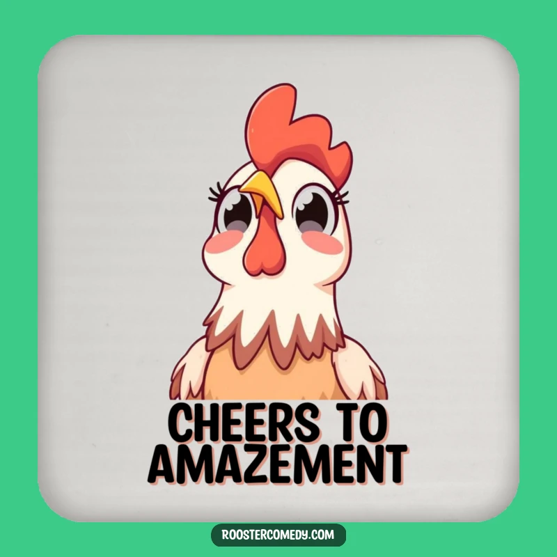 Funny Rooster Sky Surprise Coaster: Protect Surfaces with Farm Fun!