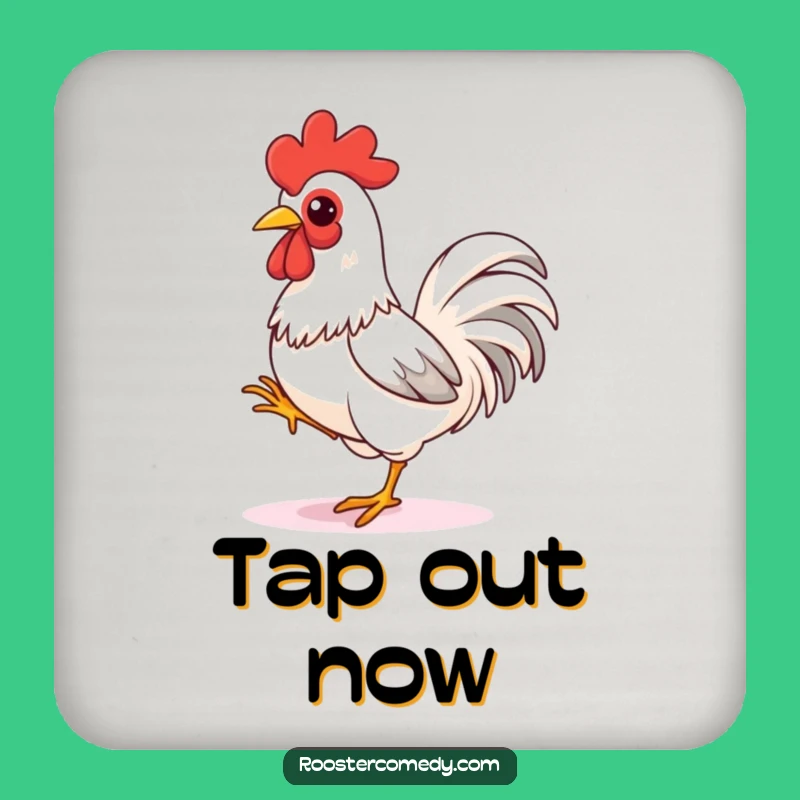 Funny Rooster Sprint Drink Coaster - Playful Bird Ready to Run