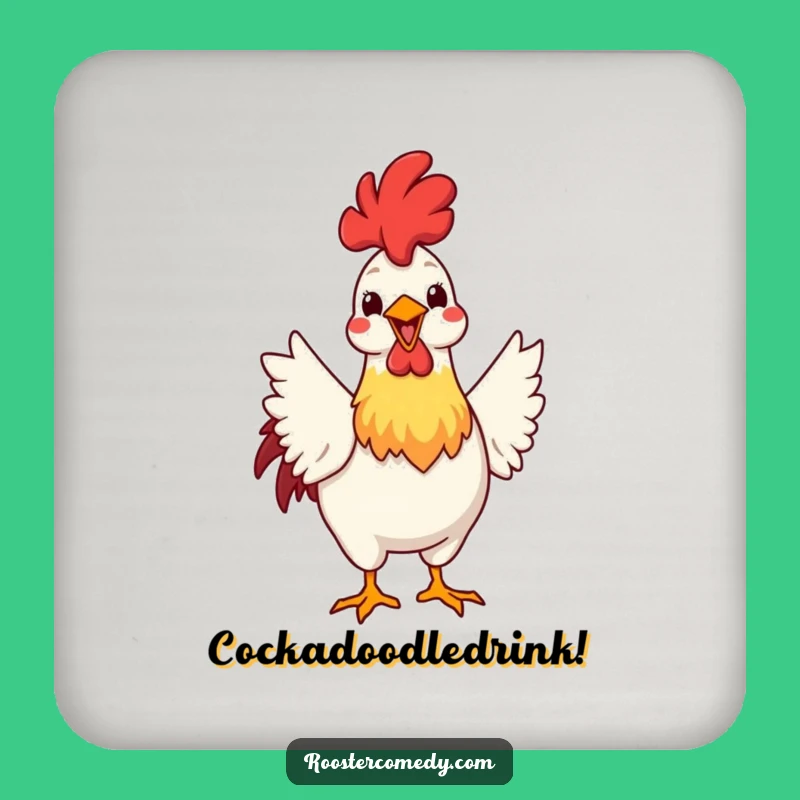 Funny Rooster Strut Coaster: Proud Feather Protection - Chic Funny Gift