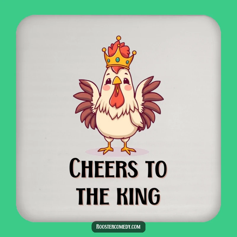 Funny Royal Rooster Crowing Coaster - Majestic Table Protection