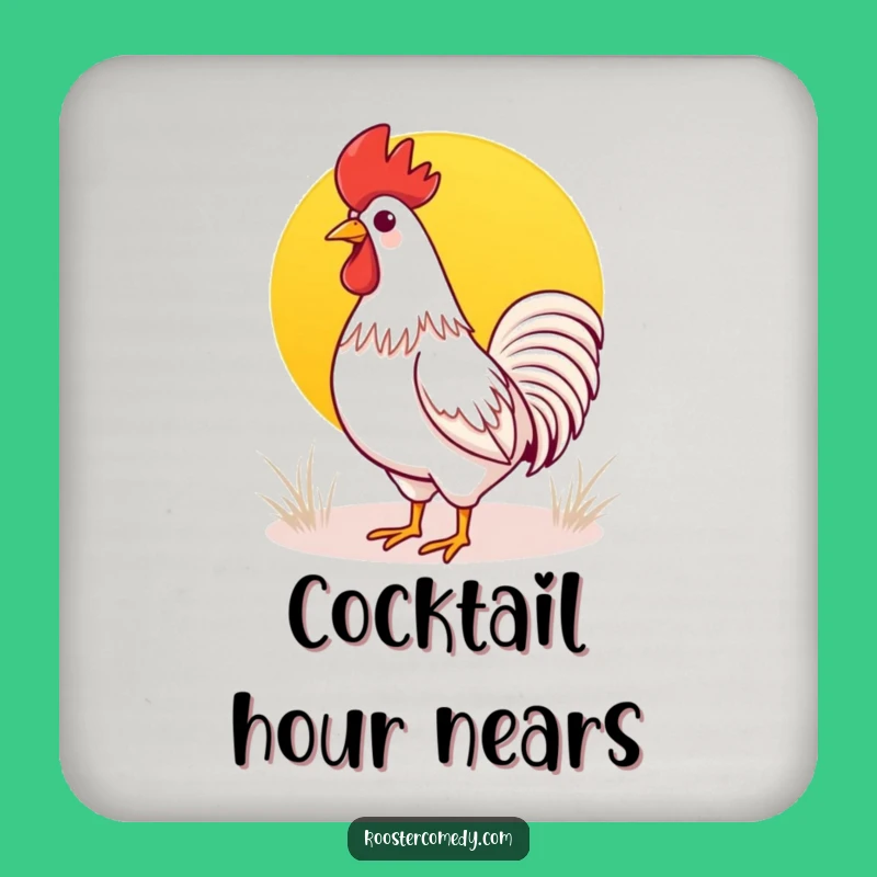 Kawaii Rooster Sunrise Coaster Set: Protect Surfaces with Morning Charm