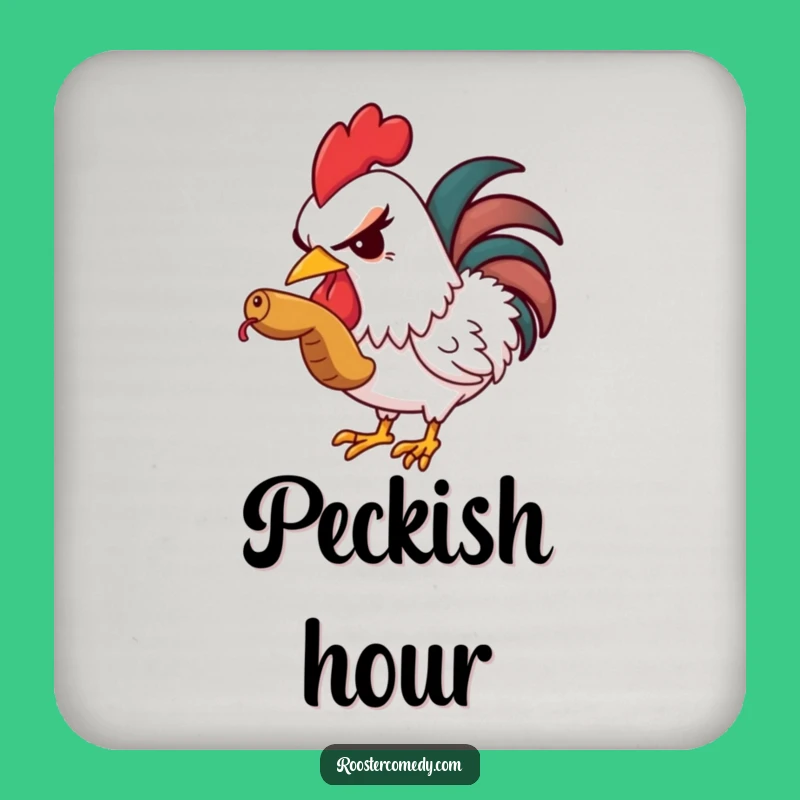 Funny Rooster Worm Drink Coaster - Protect Surfaces with Sly Charm