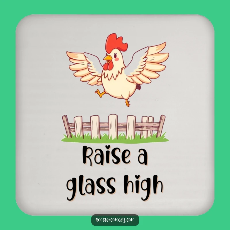 Funny Leaping Rooster Coaster - Protect Surfaces with Ambitious Style!