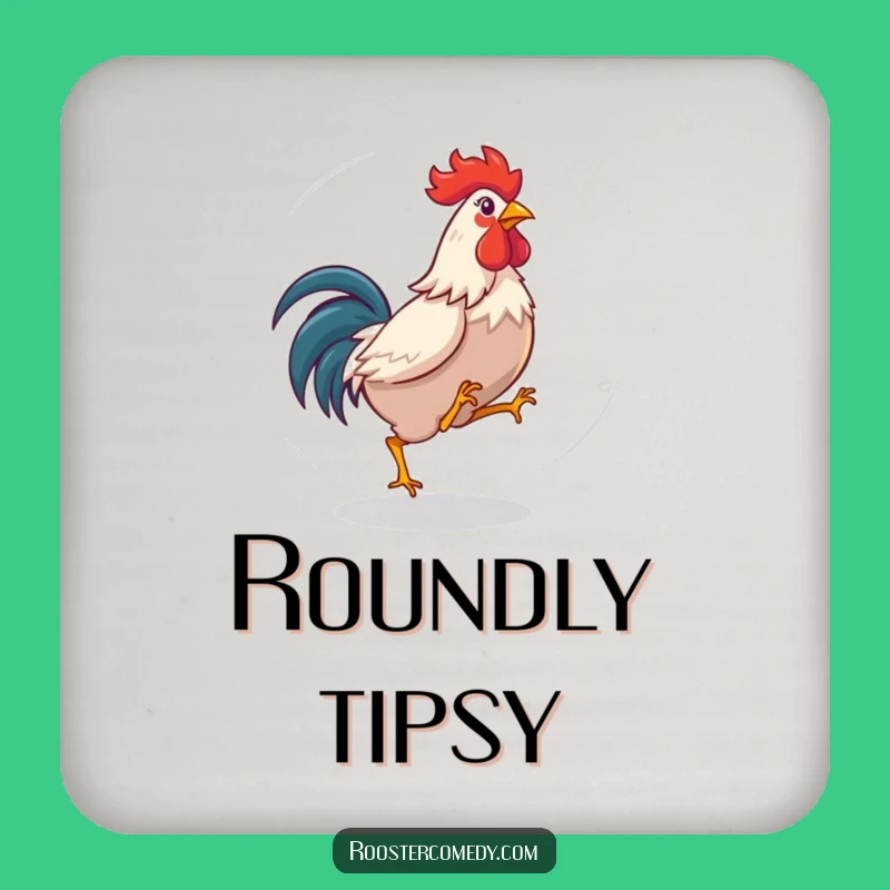 Funny Dizzy Rooster Coaster - Protect Surfaces with Playful Birdie Charm!
