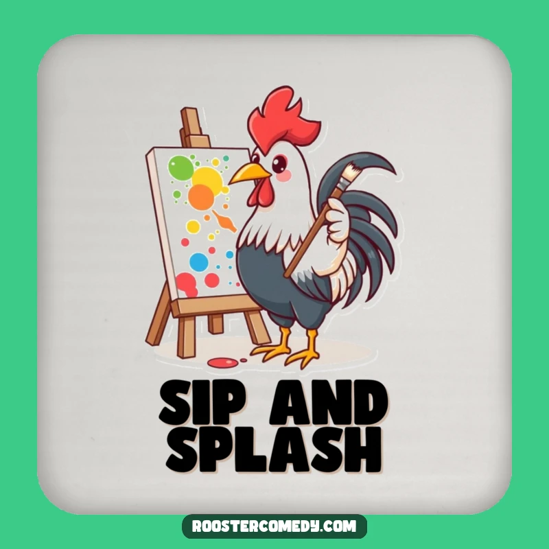 Funny Rooster Artist Drink Coaster - Protect Surfaces with Artistic Flair