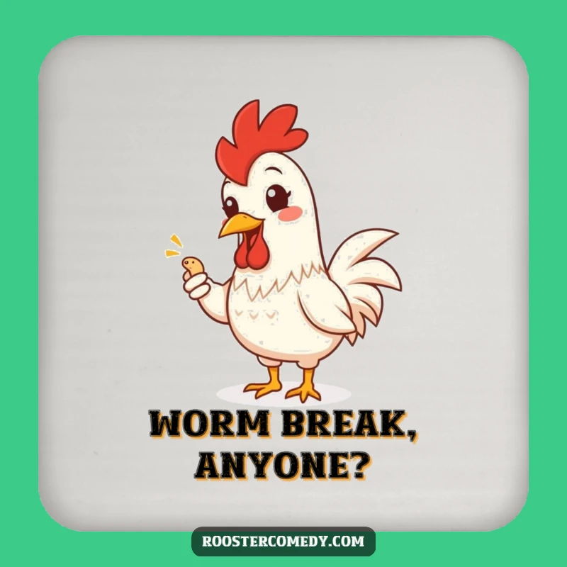 Funny Rooster Worm Drink Coaster - Hilarious Gift for Table Protection