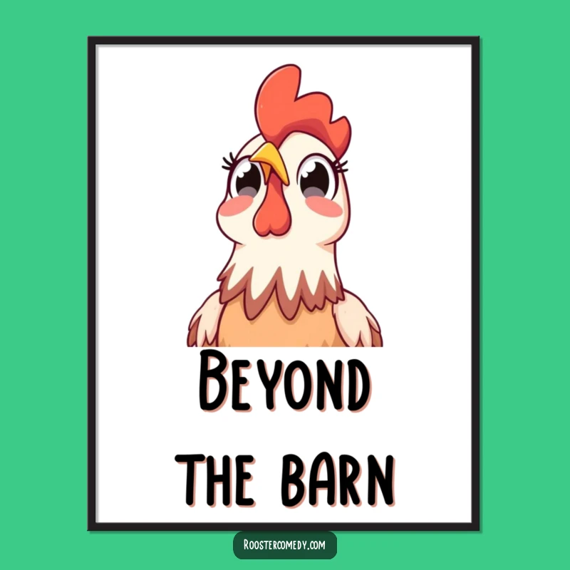 Funny Rooster Sky Surprise Poster: Decorate with Farmyard Amazement!