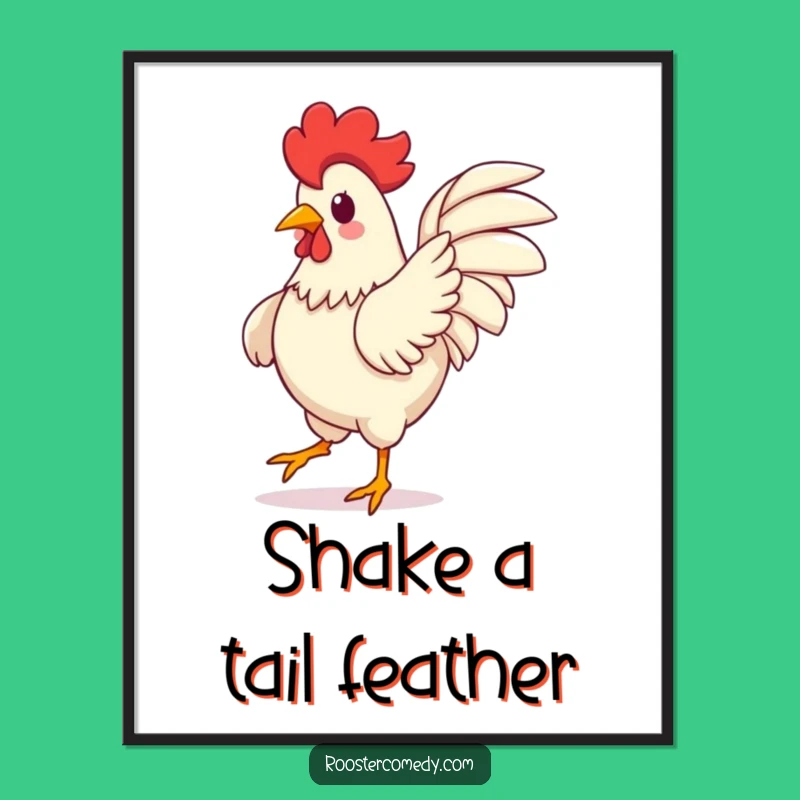 Funny Kawaii Rooster Dance Poster - Silly Wing Art Gift