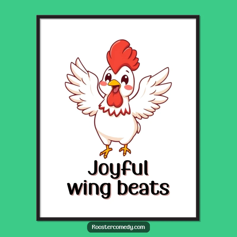 Funny Kawaii Rooster Energy Poster: Joyful Bird Wall Art, Cute & Enthusiastic Funny Gift