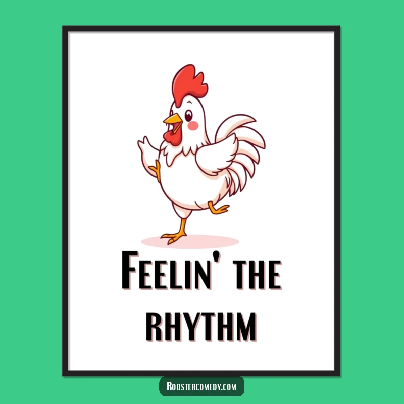 Funny Kawaii Rooster Jig Art Print: Dance with Delight - Unique Funny Gift