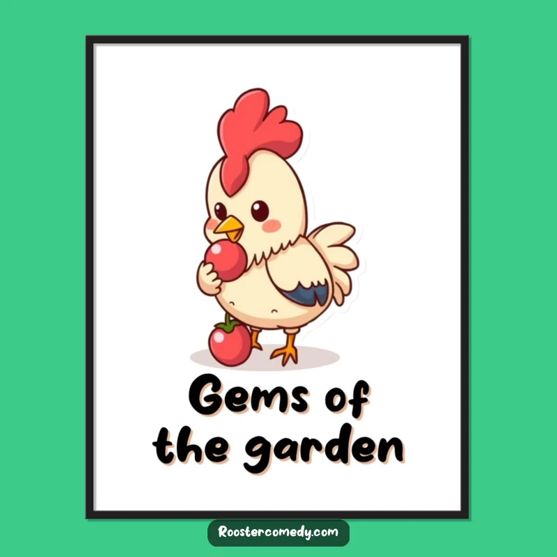 Funny Kawaii Rooster Poster: Berry charming art, a perfect funny gift!
