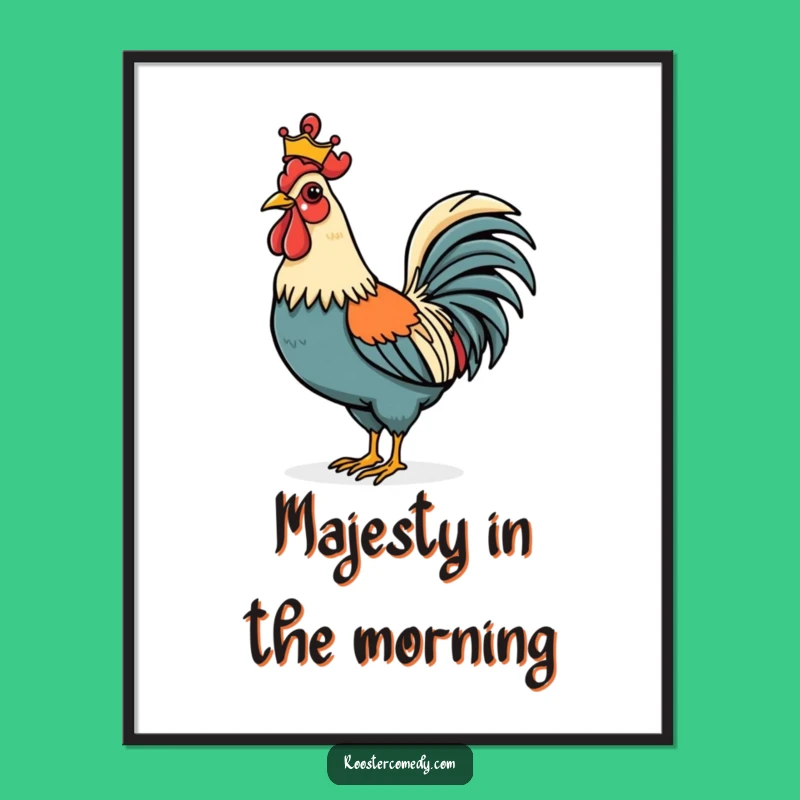 Funny Rooster Crown Poster - Regal & Hilarious Wall Art