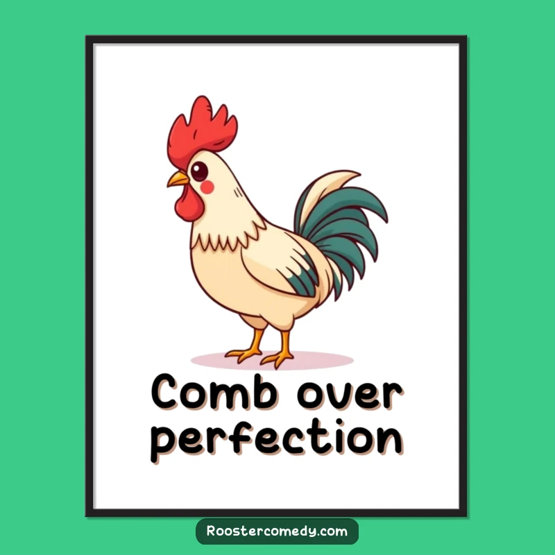 Funny Rooster Poster: Charming Strut, Askew Comb, Cheerful Whistle Art, Humorous Gift Decor