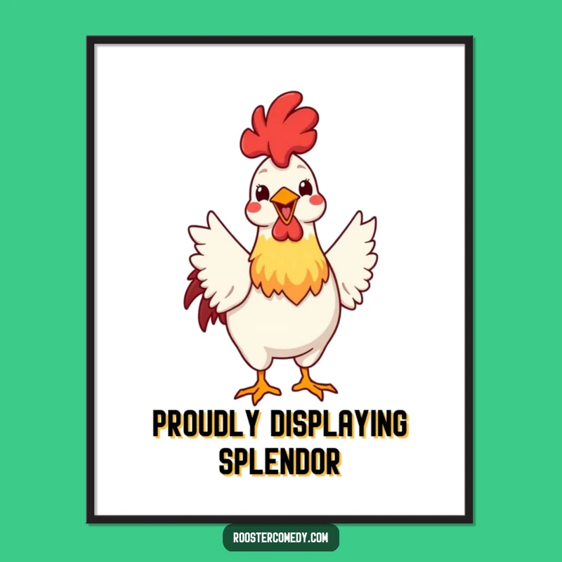 Funny Rooster Strut Poster: Vain Farm Art - Quirky Funny Gift for Walls