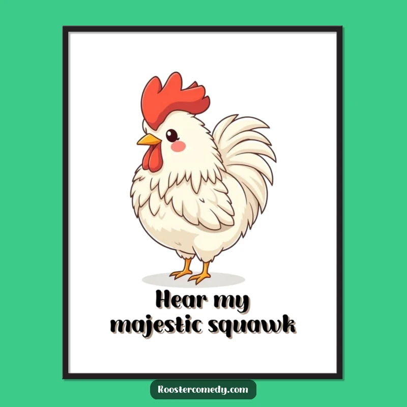 Funny Rooster Crowing Poster: Hilarious Farm Animal Art for Country Decor