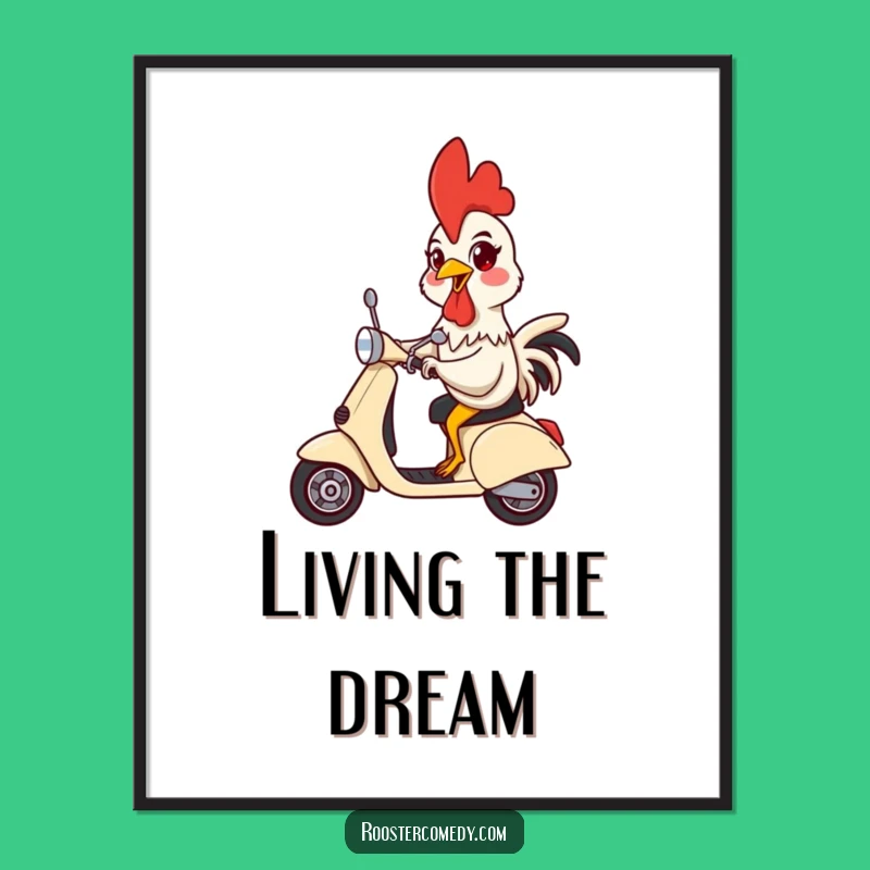 Funny Rooster Scooter Poster - Add Zestful Fun to Your Walls