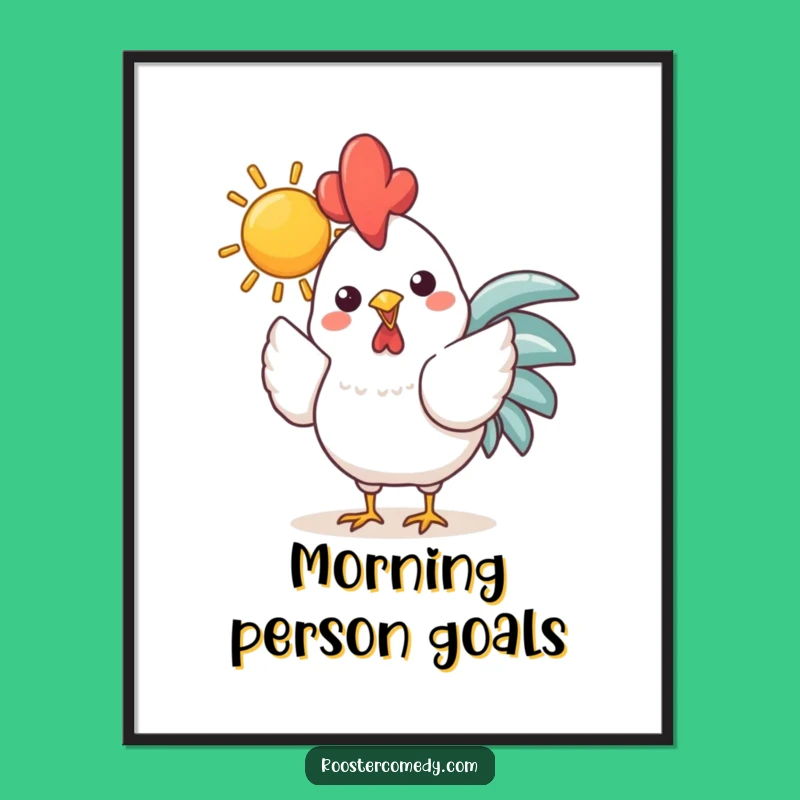 Funny Kawaii Rooster Sun Poster: Bring Brightness to Your Walls Gift