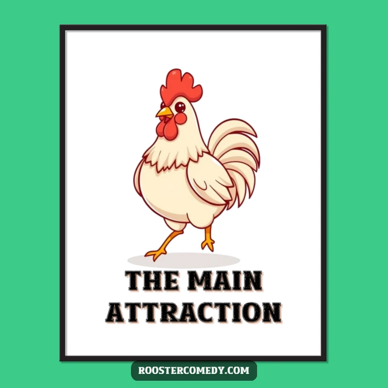 Funny Kawaii Rooster Confident Poster: Proud Bird Wall Art, Bold & Funny Gift