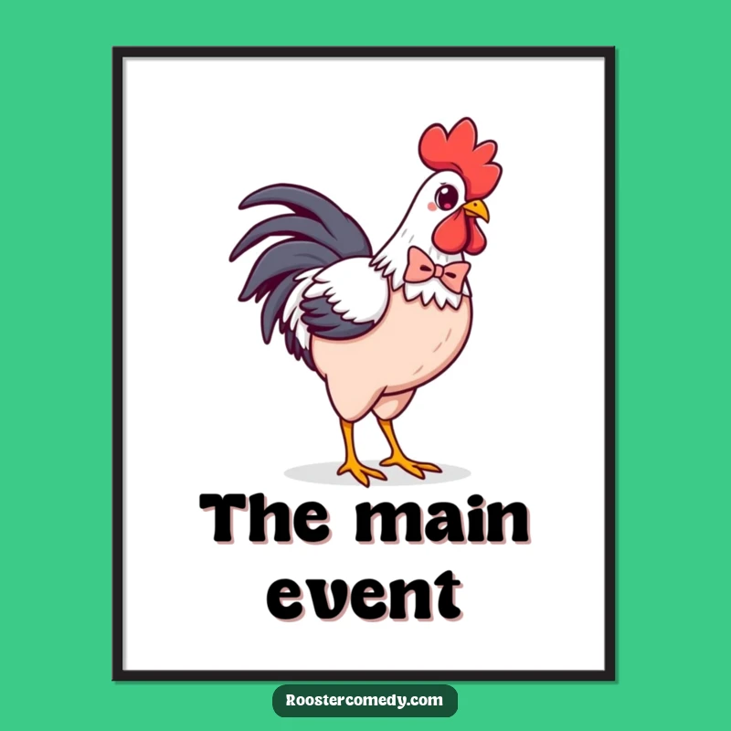 Funny Kawaii Rooster Bowtie Poster: Dapper Art for Wall Decor Gifts