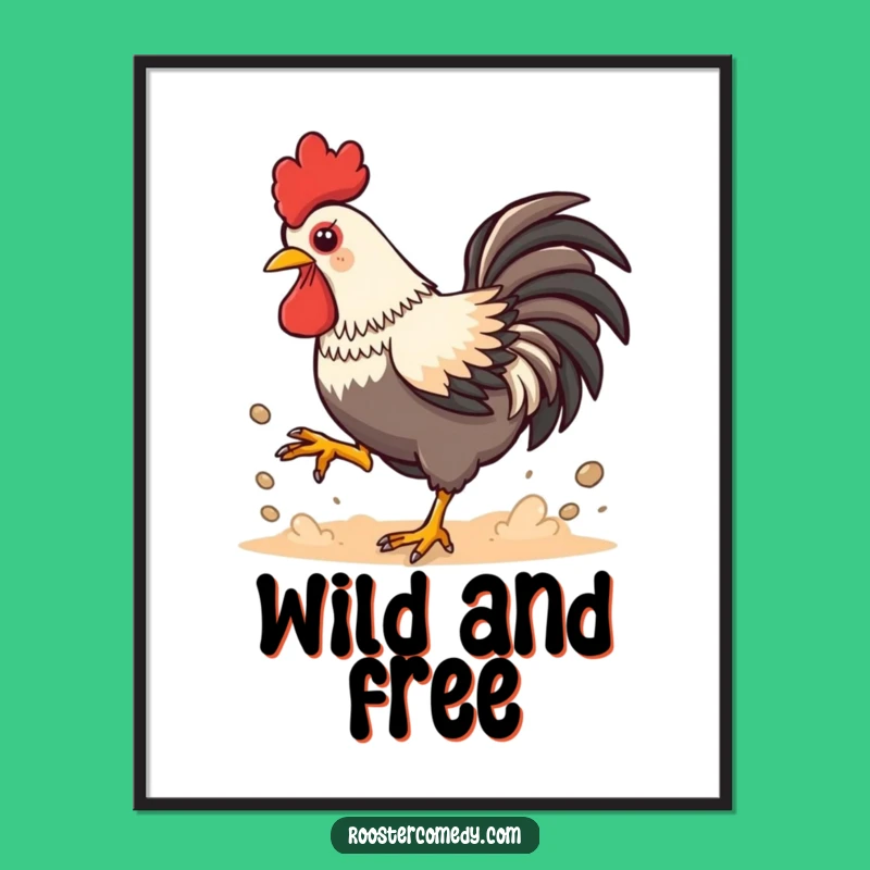 Funny Kawaii Rooster Dust Poster: Energetic Art for Playful Decor Gift