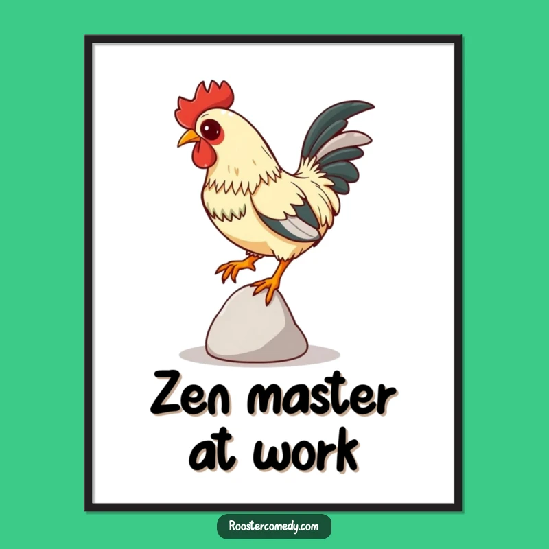 Funny Focused Rooster Poster - Balancing Act Wall Art