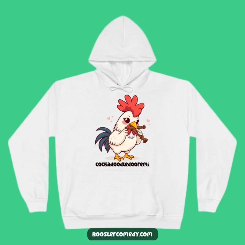 Funny Rooster Flute Delight Hoodie: Cozy Up with This Humorous and Joyful Musical Bird Design