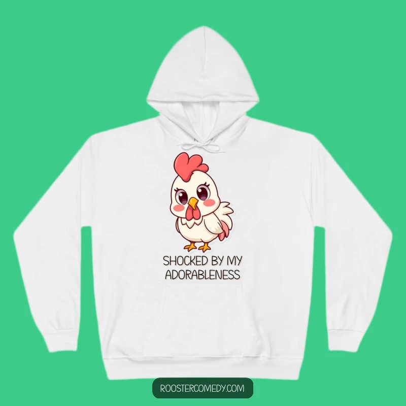 Cozy Funny Kawaii Rooster Hoodie - Surprised Eyes Design, Warm Farm Gift